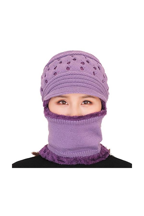 Frolada Cagoule dhiver en tricot pour femme - Coupe-vent - Chaude - Cache-cou - Pour léquitation, le ski, le patineur - Tai