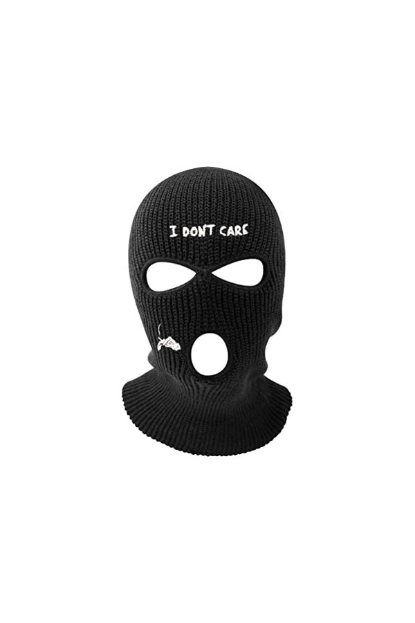 Tumnea Cagoule à 3 Trous Masque de Ski tricoté Cagoule de Couverture du Visage avec Broderie Cagoule dhiver Chaude Cagoule p