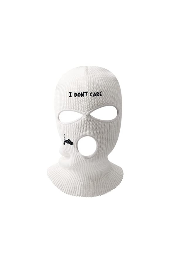 Tumnea Cagoule à 3 Trous Masque de Ski tricoté Cagoule de Couverture du Visage avec Broderie Cagoule dhiver Chaude Cagoule p