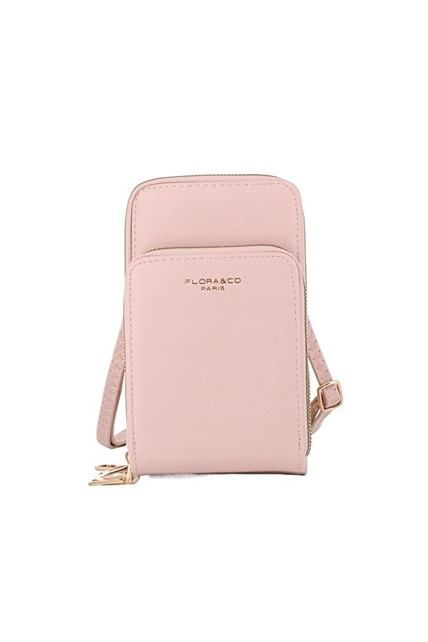 flora & co Petit Sac Bandoulière Femme pour Smartphone 6.7 Pouces - Sacoche Multipoches Zippé pour Iphone 13 14 Pro Max - Poc