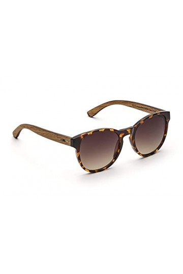 TAKE A SHOT – Grandes lunettes de soleil rondes en bois, pour femmes : cadre en bois et châssis en plastique, protection UV40