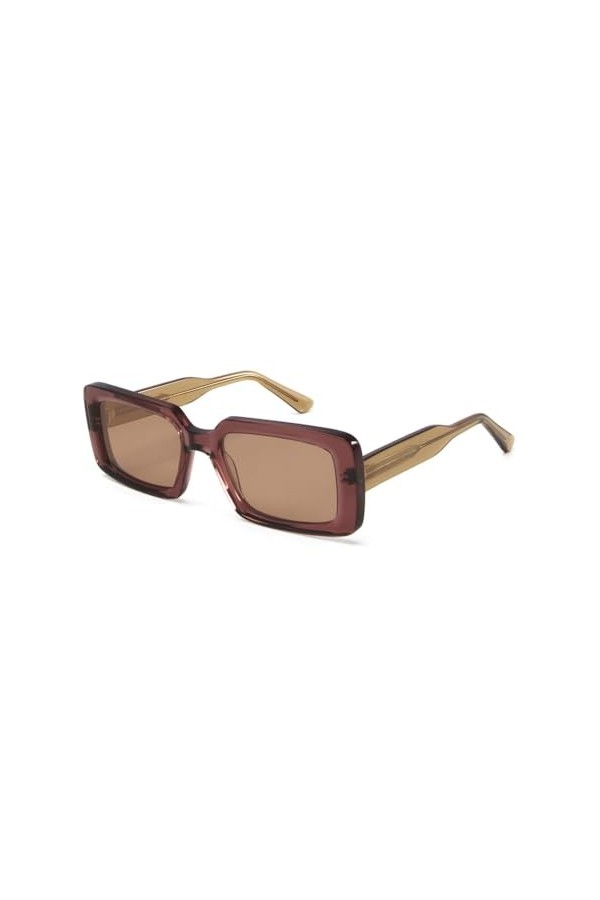 HCHES Monture en acétate Punk Shades Lunettes de soleil pour hommes Lunettes de soleil carrées pour femmes UV400, marron, tai