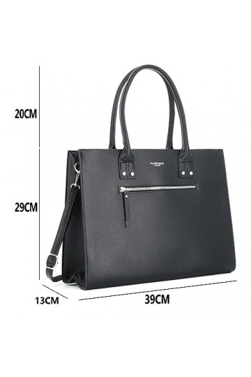 Grand Sac A Main Femme avec Bandoulière - Sac Fourre-Tout Rigide Similicuir Grainé - Sac Cabas Cours Lycée Travail Format A4 