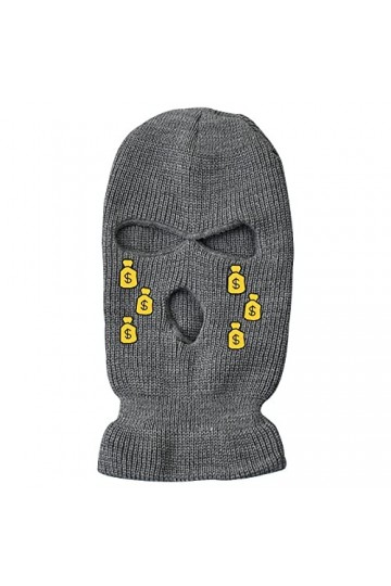 IMSMM Cagoule de ski 3 trous en laine tricotée pour lhiver et le cyclisme, gris