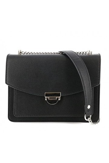 flora & co - Sac A Main Bandoulière Femme Chaînette Grainé Style Accordéon - Sacoche Multipoche A Fermoir Pivotant - Sac De V