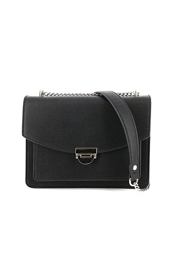 flora & co - Sac A Main Bandoulière Femme Chaînette Grainé Style Accordéon - Sacoche Multipoche A Fermoir Pivotant - Sac De V