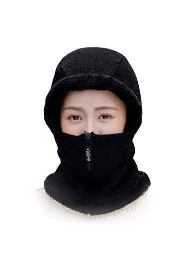 FAMKIT Cagoule dhiver en polaire pour le ski - Bonnet dhiver pour homme et femme - Bonnet chaud et épais, Noir , M