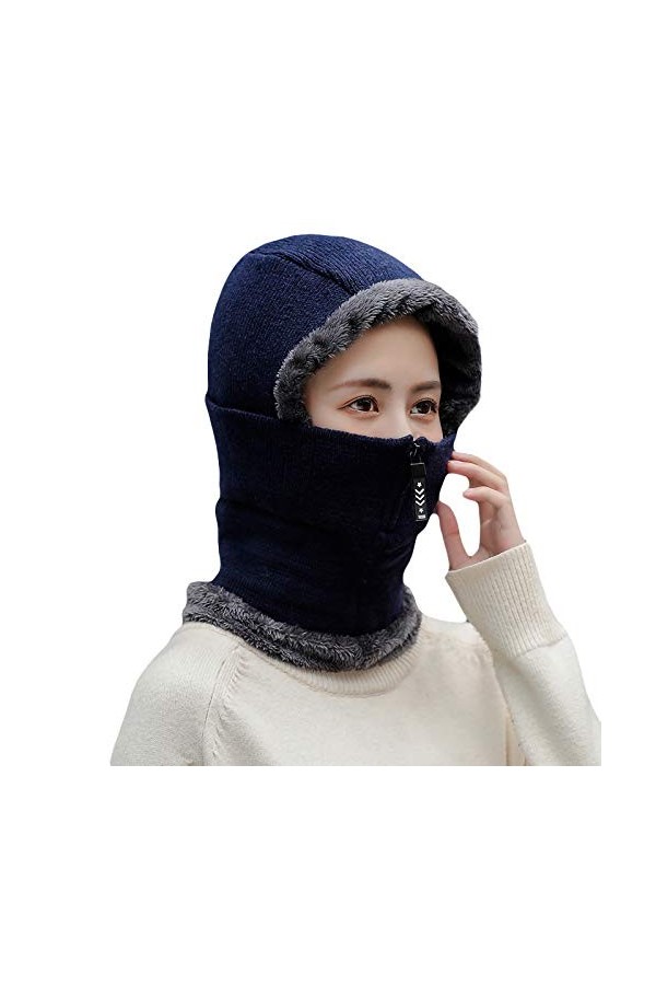 FAMKIT Cagoule dhiver en polaire pour le ski - Bonnet dhiver pour homme et femme - Bonnet chaud et épais, Noir , M