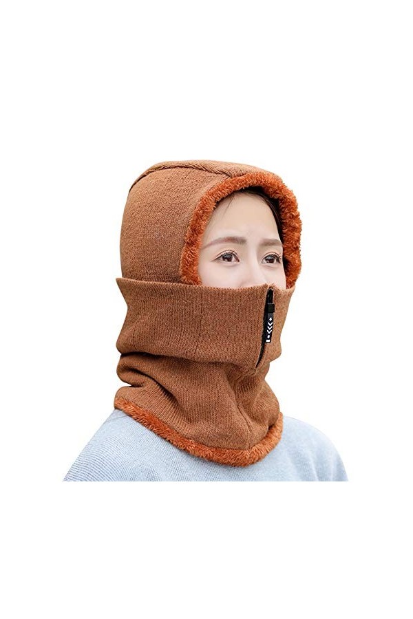 FAMKIT Cagoule dhiver en polaire pour le ski - Bonnet dhiver pour homme et femme - Bonnet chaud et épais, Noir , M