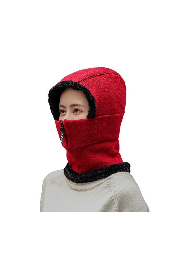 FAMKIT Cagoule dhiver en polaire pour le ski - Bonnet dhiver pour homme et femme - Bonnet chaud et épais, Noir , M