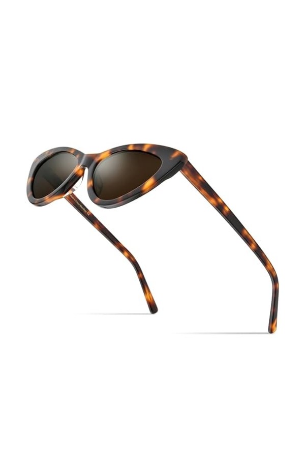 MUTYNE Lunettes de soleil polarisées en acétate pour femmes, yeux de chat, lunettes de soleil pour femmes, léopard, taille un