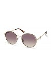 Guess Lunettes de soleil rondes classiques pour femmes, Miroir doré/tortue/marron, 51mm