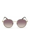 Guess Lunettes de soleil rondes classiques pour femmes, Miroir doré/tortue/marron, 51mm