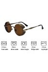 JYCCH Lunettes de Soleil Steampunk Rondes rétro pour Hommes Lunettes de Soleil Punk Vintage Lunettes Cool pour Femmes en Plei