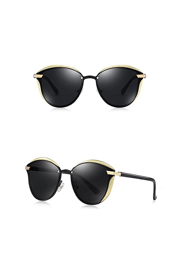 HCHES Lunettes de soleil à la mode Lunettes de soleil polarisées de luxe Femmes Lunettes de soleil rondes Dames Lunette De So