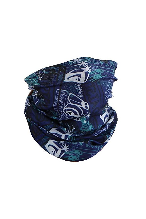 Masque facial sans couture bandana écharpe tube, bleu, M