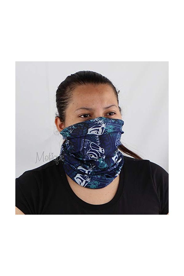 Masque facial sans couture bandana écharpe tube, bleu, M