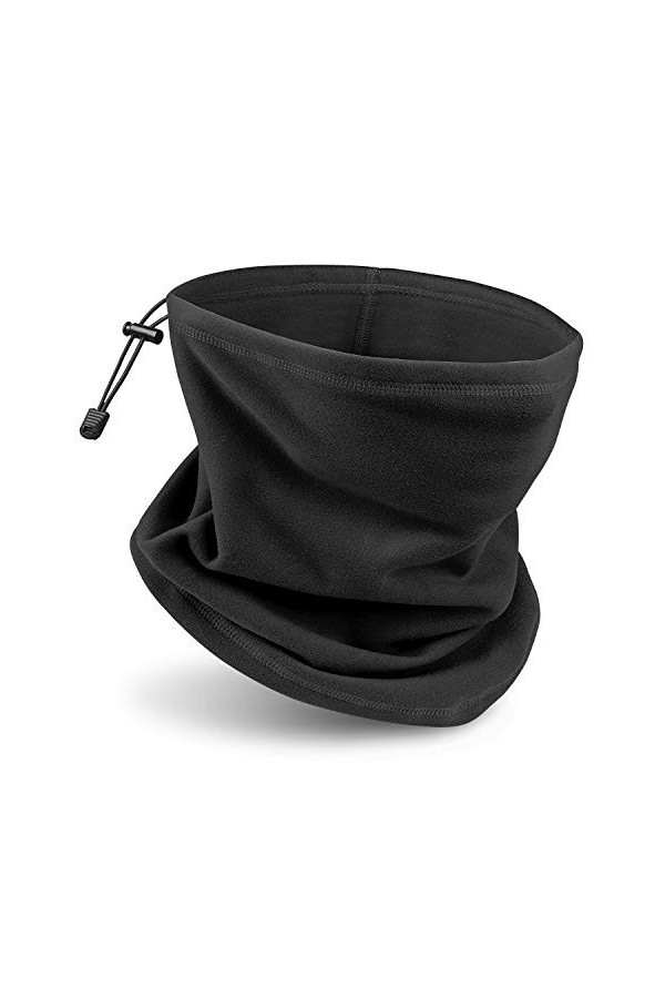 JEEZAO Cache Cou Chaude Écharpe,Femme Homme Hiver Multifonction Tube&nbsp;Écharpe Coupe-Vent Bandeau pour Ski Moto Cyclisme noir 