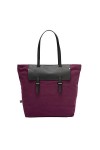 DUDU Sac Tote Cabas pour Femme en Cuir et Toile Bicolore, Grand Sac Shopping avec Fermeture à glissière Prune
