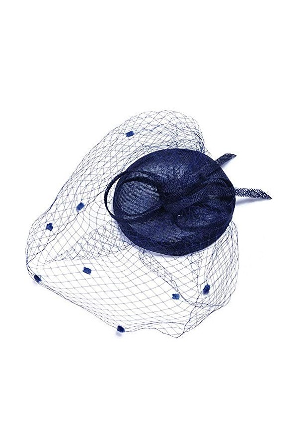 Chapeau bibi pour femme avec voile pour filles et femmes Bleu marine, Bleu Davy., taille unique
