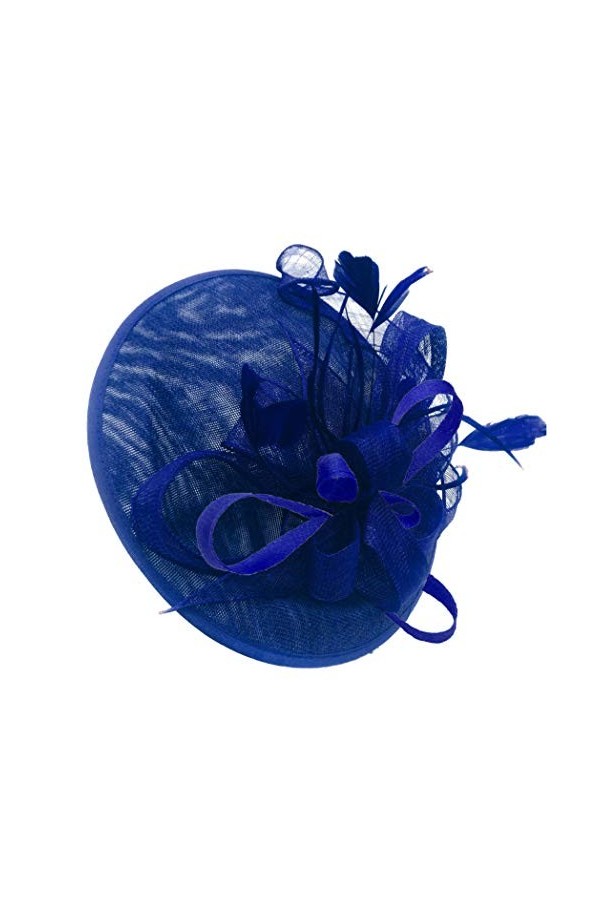 Caprilite Chapeau bibi en sinamay avec soucoupe pour femme Bleu roi - Bleu - Taille Unique