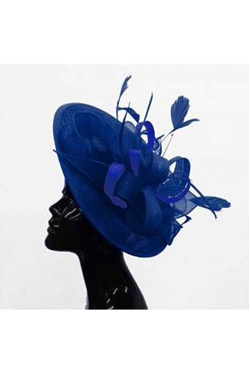 Caprilite Chapeau bibi en sinamay avec soucoupe pour femme Bleu roi - Bleu - Taille Unique