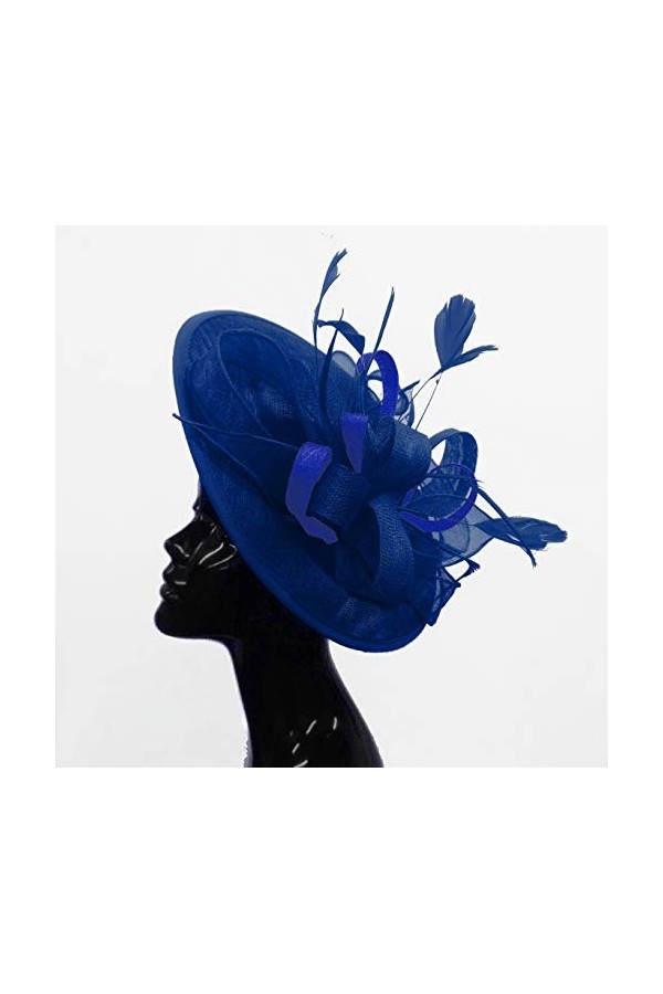Caprilite Chapeau bibi en sinamay avec soucoupe pour femme Bleu roi - Bleu - Taille Unique