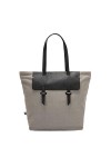 DUDU Sac Tote Cabas pour Femme en Cuir et Toile Bicolore, Grand Sac Shopping avec Fermeture à glissière Prune