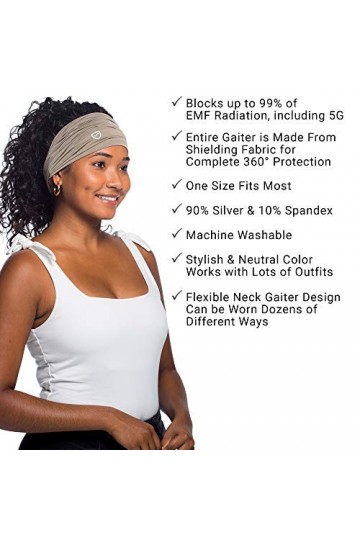 SYB Neck Gaiter, Flexible, Versatile Unisex EMF Radiation Protection, 90% Silver