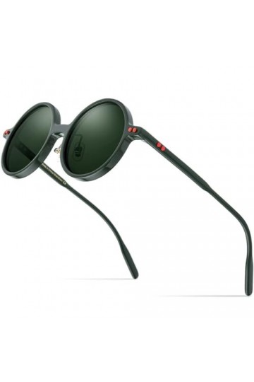 MUTYNE Lunettes de Soleil Polarisées en Acétate Hommes Rétro Vintage Cercle Lunettes de Soleil Rondes pour Femmes Nuances,Ver