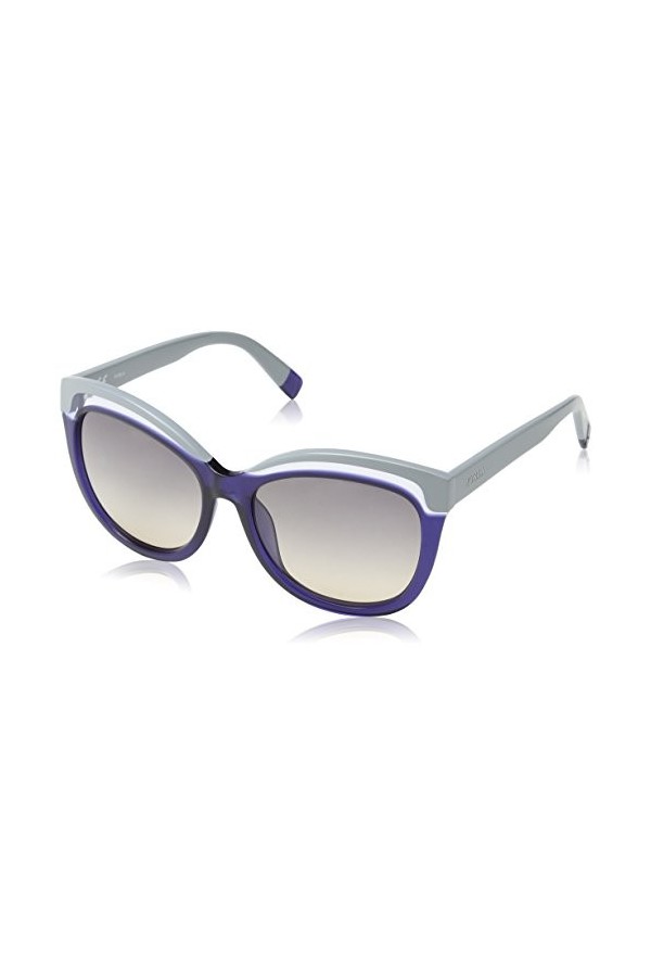 FURLA Eyewear SU4957 Lunettes de soleil surdimensionnées pour femme Gris/azur brillant 54 mm