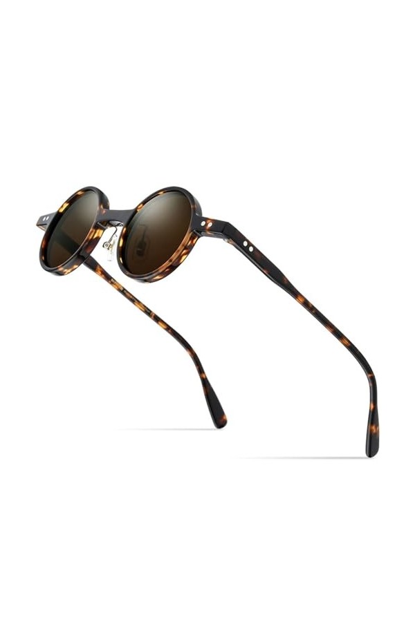 MUTYNE Lunettes de soleil polarisées en acétate pour hommes, petites lunettes de soleil rondes rétro vintage pour femmes, nua