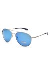 Police Mirrored Aviator Lunettes de soleil unisexe S8953M57581BSG|57|fumé avec verres miroir bleu , Argent mat, M