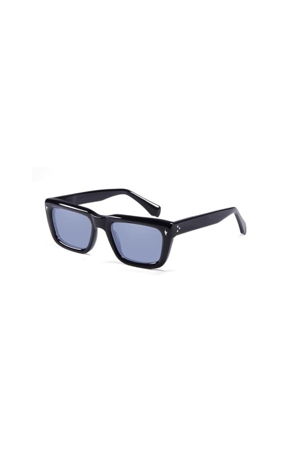 HCHES Lunettes de soleil punk en acétate pour hommes, lunettes de soleil carrées surdimensionnées pour femmes Crystal UV, BLK