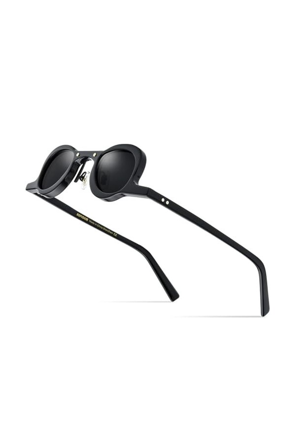 MUTYNE Lunettes de soleil polarisées en acétate pour hommes, rétro, vintage, petites lunettes de soleil rondes ovales pour fe