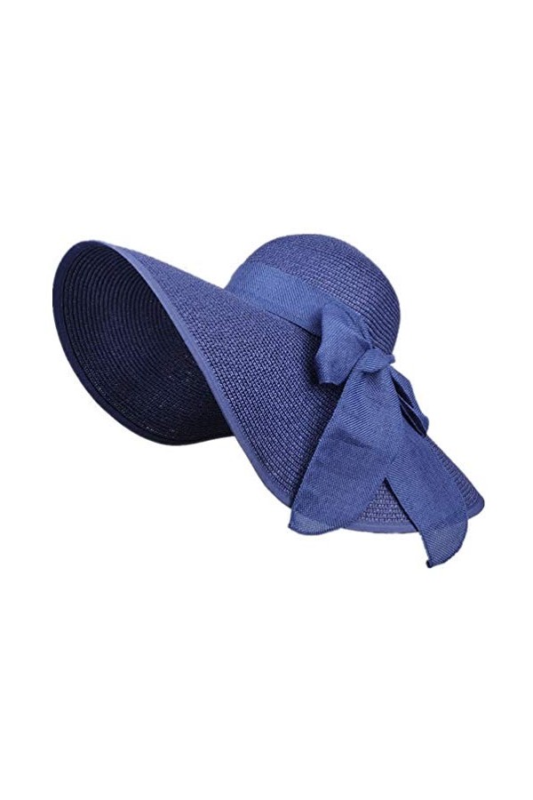 Chapeau de paille dété pour femme - Chapeau de paille à large bord - Chapeau de paille pliable - Chapeau de plage UPF 50+ b