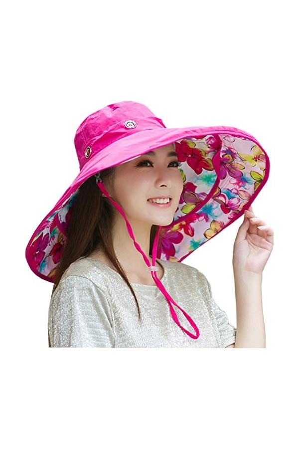 iHomey Chapeau de Soleil, Capeline, Large Bord décapotable, réversible UPF 50 + bob Contre Le Soleil pour Plage. Beige-A 