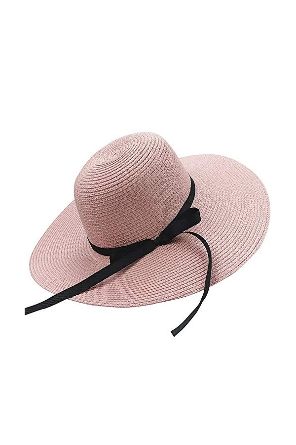 Chapter Seven Chapeau de soleil pour femme pliable avec nœud papillon large bord chapeau de paille dété casquette de plage p