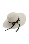 Chapter Seven Chapeau de soleil pour femme pliable avec nœud papillon large bord chapeau de paille dété casquette de plage p