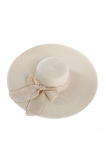 VASANA 1 PCS Lady Girl Wowen Big Bowknot Pliable Large Bord Soleil Block UV Protection Chapeau Extérieur Floppy Summer Beach 