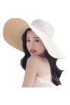 VASANA Chapeau dété à large bord souple pour femme - Grand nœud - Chapeau de soleil dété - Chapeau de paille - Pour fête, j