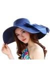VASANA Chapeau dété à large bord souple pour femme - Grand nœud - Chapeau de soleil dété - Chapeau de paille - Pour fête, j