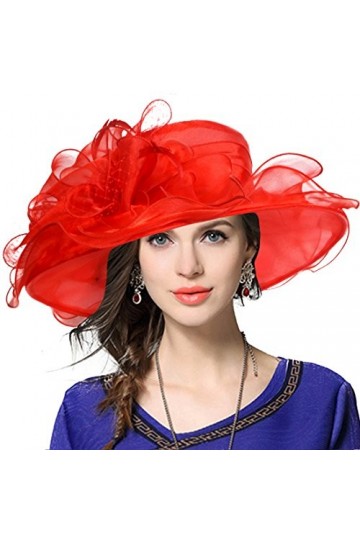 VECRY Femme Église Derby Robe Fascinator Mariée Baptême Fête Chapeau de Mariage Rouge 