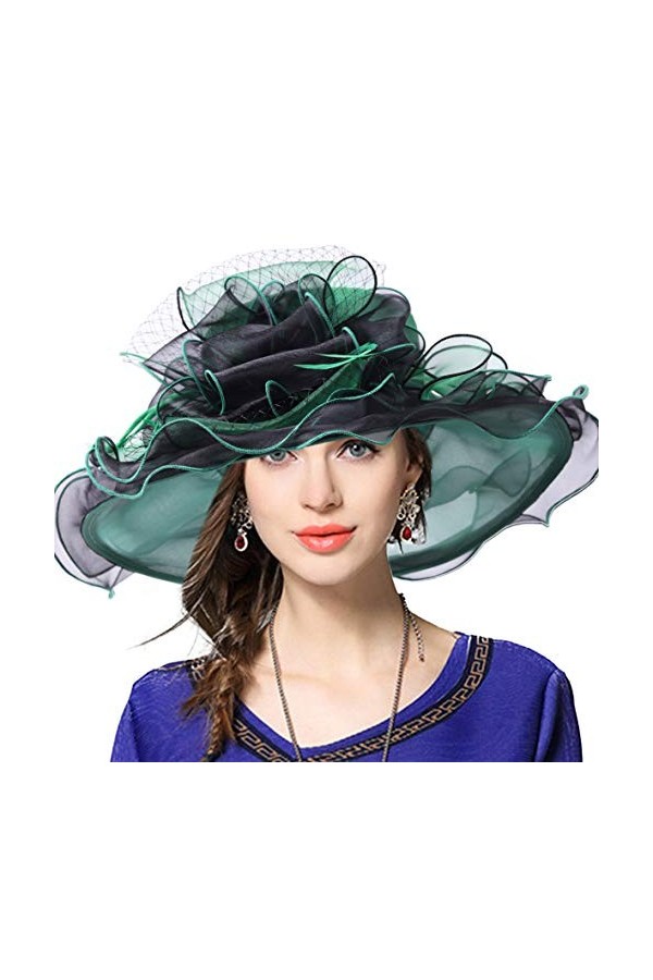 VECRY Femme Église Derby Robe Fascinator Mariée Baptême Fête Chapeau de Mariage Rouge 