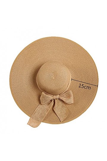 Bamboopack Chapeau de paille à large bord pour femme - Pliable - Avec nœud - UPF 50+ - Kaki