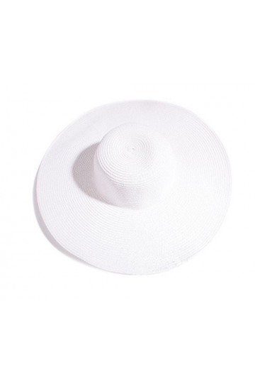 Chapeau de soleil pliable à large bord élégant avec nœud papillon Style bohème Protection UPF 50+, blanc, Taille unique