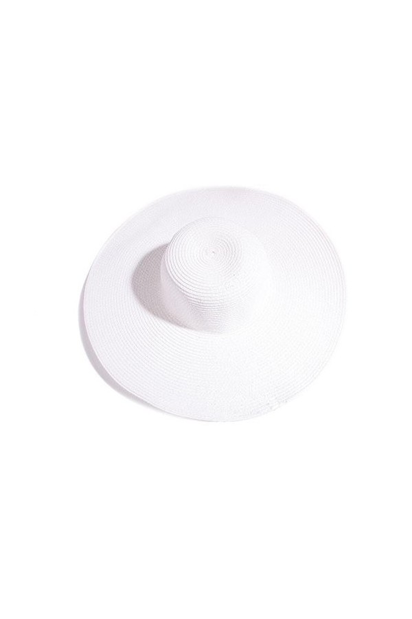 Chapeau de soleil pliable à large bord élégant avec nœud papillon Style bohème Protection UPF 50+, blanc, Taille unique