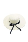 FSSTUD Femme Soleil Chapeau Été en Paille Chapeau de Plage Pliable Anti UV Large Bord Blanc
