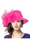 VECRY Femmes Oaks Derby Robe Église Cloche Capelines Bowler Chapeaux de Mariage Rose 