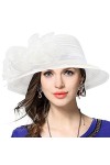 VECRY Femmes Oaks Derby Robe Église Cloche Capelines Bowler Chapeaux de Mariage Rose 